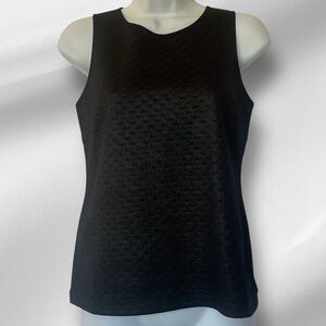 Banana Republic Black Sleeveless Blouse Size XS Front Weave Print Back Zipper
